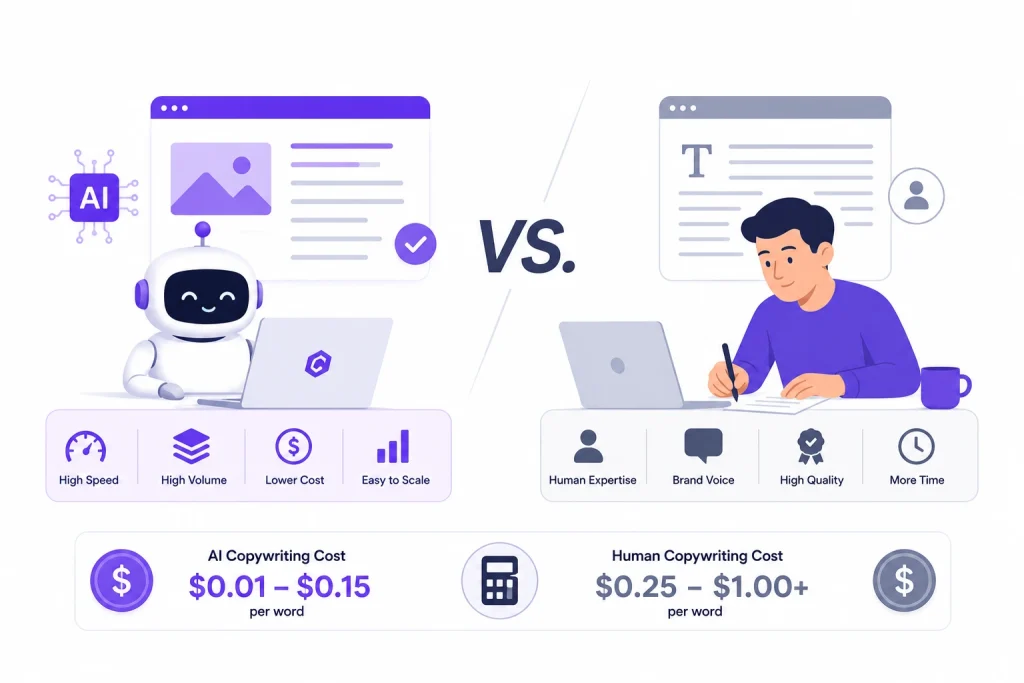 ai vs human copywriting cost