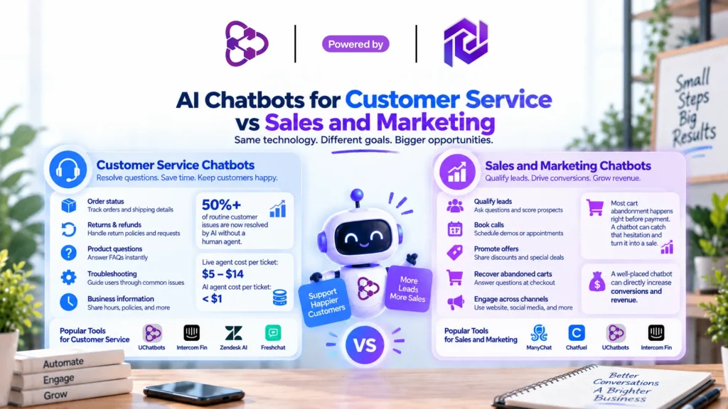 ai chatbot for customer services vs sales and marketing